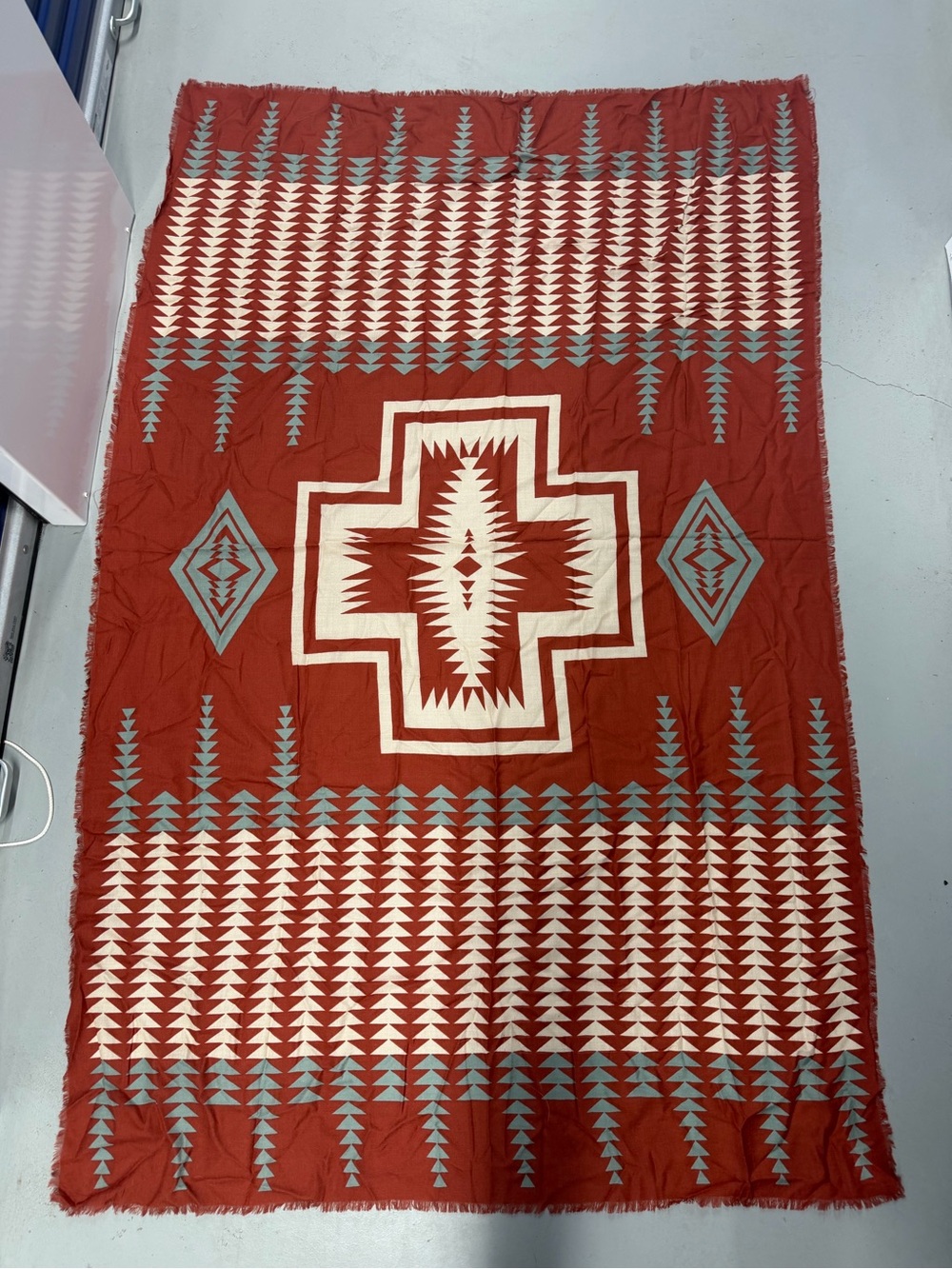Pendleton Rust Red, Cream & Light Blue Southwestern Scarf